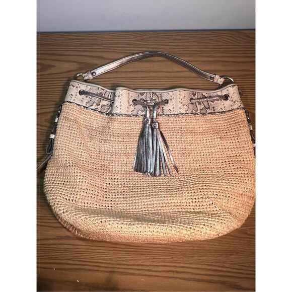 Coach Oversized Straw Python Tote bag Unique and Beautiful - Picture 2 of 9